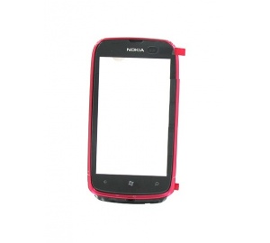Nokia Lumia 610 - Oryginalna obudowa przednia z ekranem dotykowym różowa (Magenta)